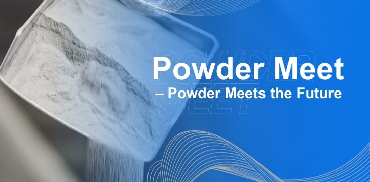 Ett blåvitt foto med texten ”powder meet”.